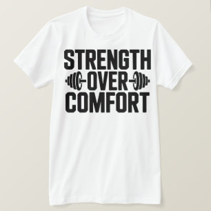 Camiseta Inspiradora de Treino Força Sobre Confort