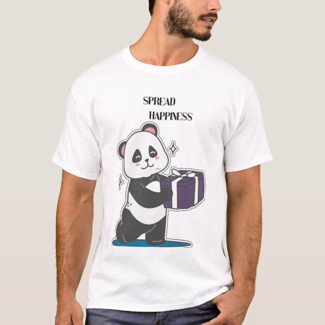 Camiseta Inspiradora Panda Fofo Espalhe Felicidade (Frente)