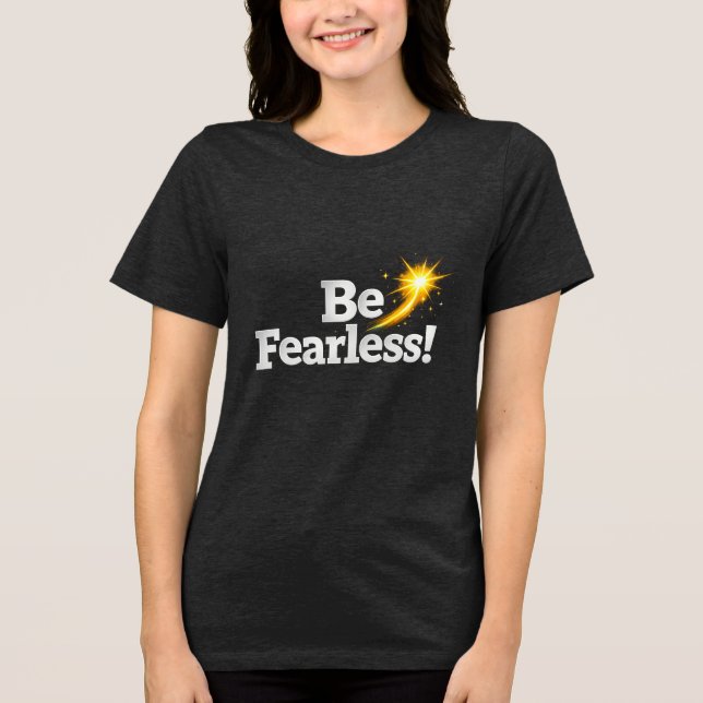 Camiseta Inspiradora 'Seja Sem Medo' com Dourado (Frente)