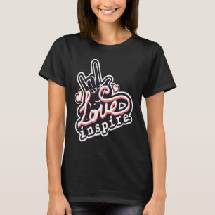 Camiseta inspire Love ASL ILY Hand Sign Language Daf Aware