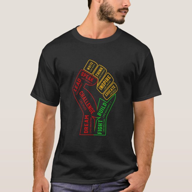 Camiseta Inspiring Black Leaders Power Fist Hand Black Hist (Frente)