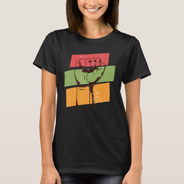 Camiseta Inspiring Black Leaders Power Fist Hand Black Hist (Frente)