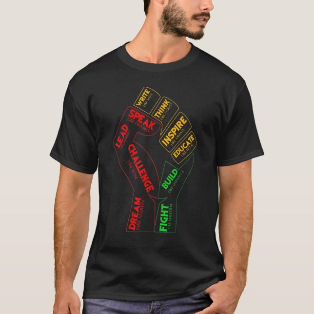 Camiseta Inspiring Black Leaders Power Fist Hand Black Hist (Frente)