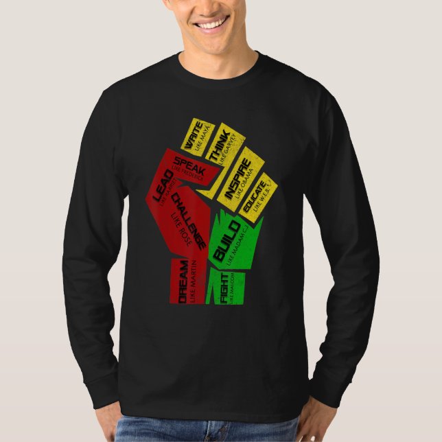 Camiseta Inspiring Black Leaders Power Fist Hand Black Hist (Frente)