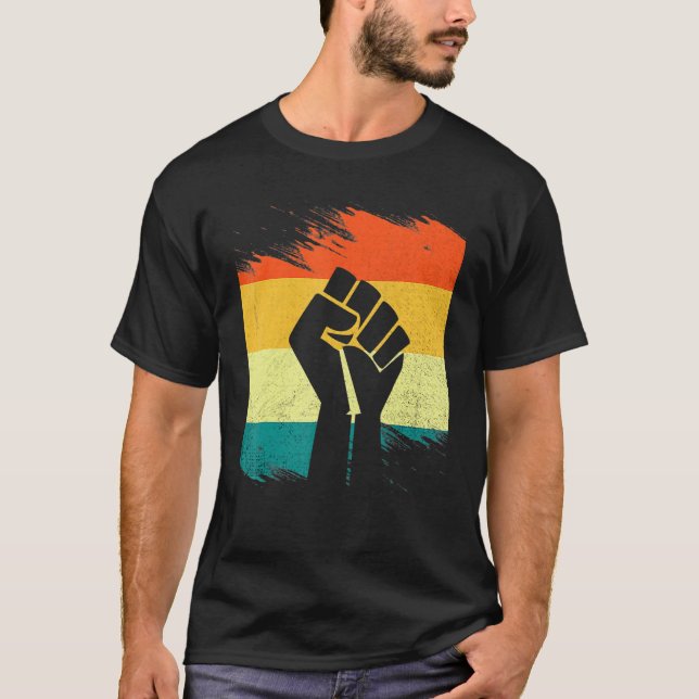 Camiseta Inspiring Black Leaders Power Fist Hand Black Hist (Frente)