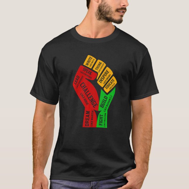 Camiseta Inspiring Black Leaders Power Fist Hand Black Hist (Frente)