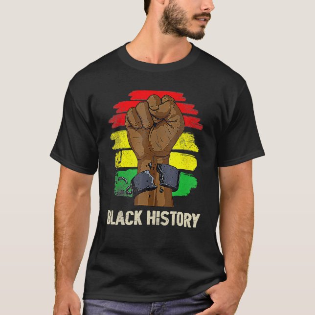 Camiseta Inspiring Black Leaders Power Fist Hand Black Hist (Frente)