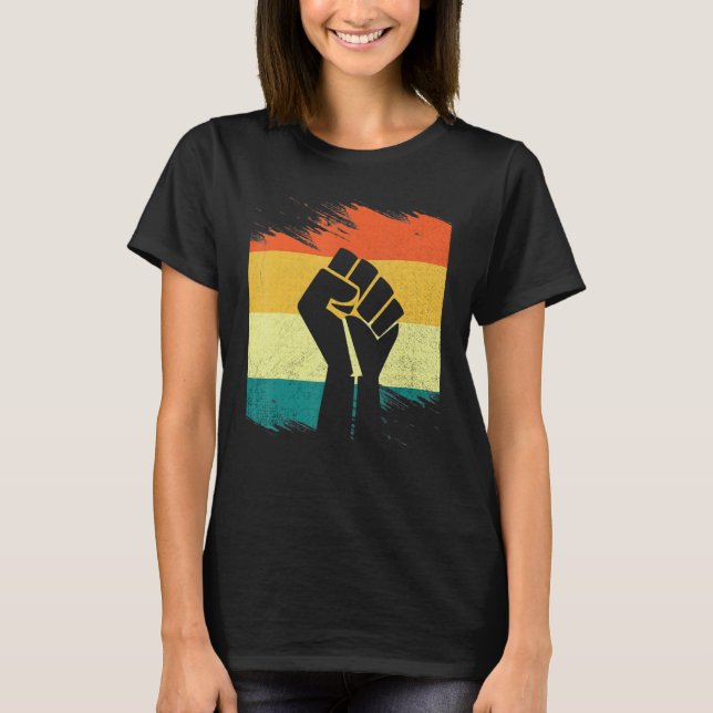 Camiseta Inspiring Black Leaders Power Fist Hand Black Hist (Frente)