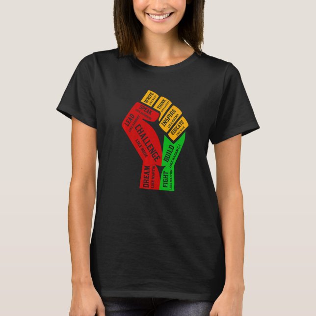 Camiseta Inspiring Black Leaders Power Fist Hand Black Hist (Frente)