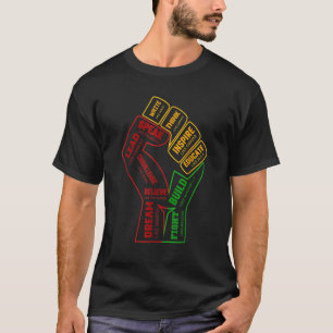 Camiseta Inspiring Black Leaders Power Fist Hand Black Hist