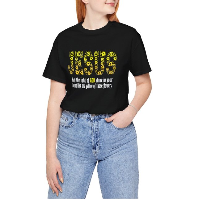 Camiseta Inspiring Jesus with yellow flowers: Let God's lig (Criador carregado)
