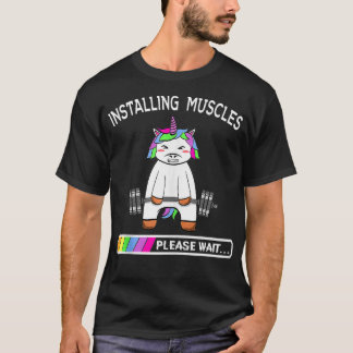 Camiseta Instalação de músculos Unicórnio Arco-Íris Peso Le