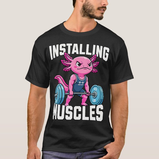 Camiseta Instalando Músculos Ginásio de Levantamento de Pes (Frente)