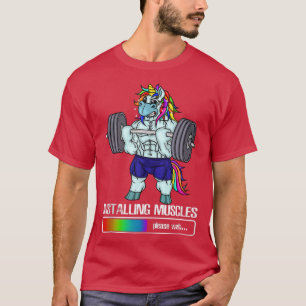 Camiseta Instalando músculos Unicórnio Rainbow Dadacorn Pad
