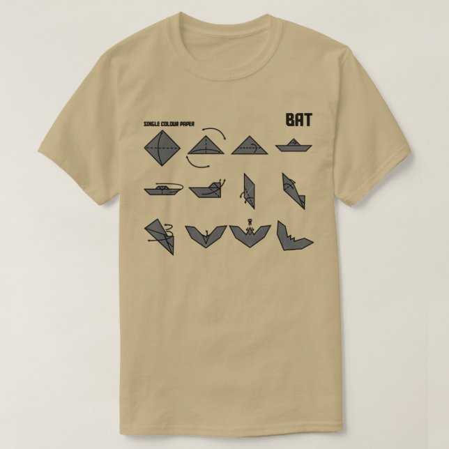 Camiseta Instrução Origami Bat (Frente do Design)