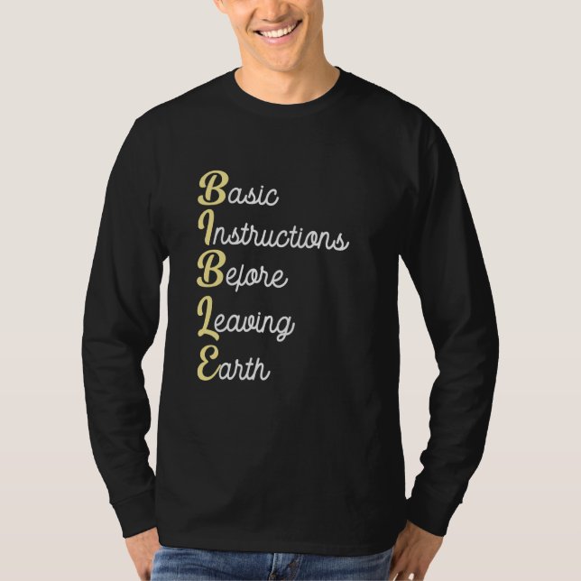 Camiseta Instruções básicas de bíblia antes de deixar a Ter (Frente)