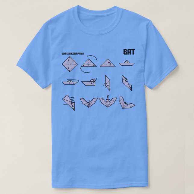Camiseta Instruções do Origami Bat em Lilac (Frente do Design)