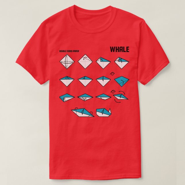 Camiseta Instruções para Whale Origami (Frente do Design)