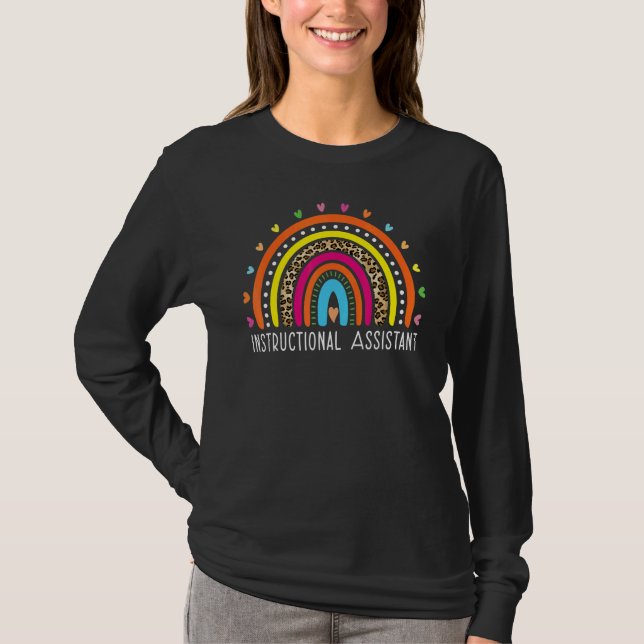 Camiseta Instructional Assistant Boho Rainbow Graduation Ap (Frente)