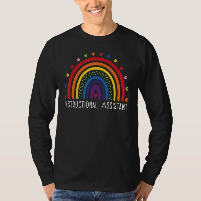 Camiseta Instructional Assistant Boho Rainbow Graduation Ap (Frente)