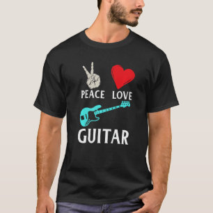 Camiseta Instrumentários de música do violão Peace Love