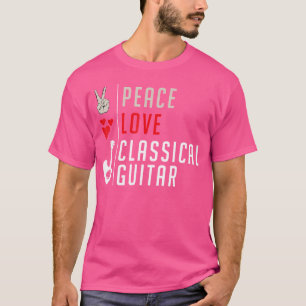 Camiseta Instrumento Acústico de Violão Clássico Peace Love