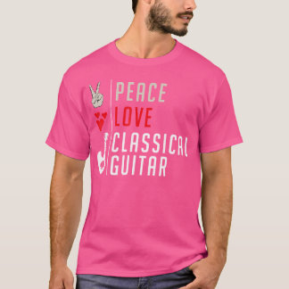 Camiseta Instrumento Acústico de Violão Clássico Peace Love