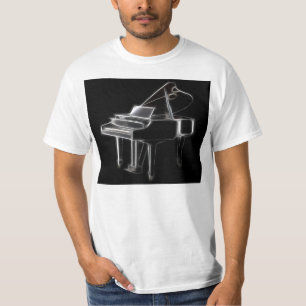 Camiseta Instrumento clássico musical do piano de cauda