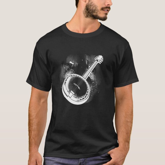 Camiseta Instrumento de Corda com Esboço de Banjo (Frente)