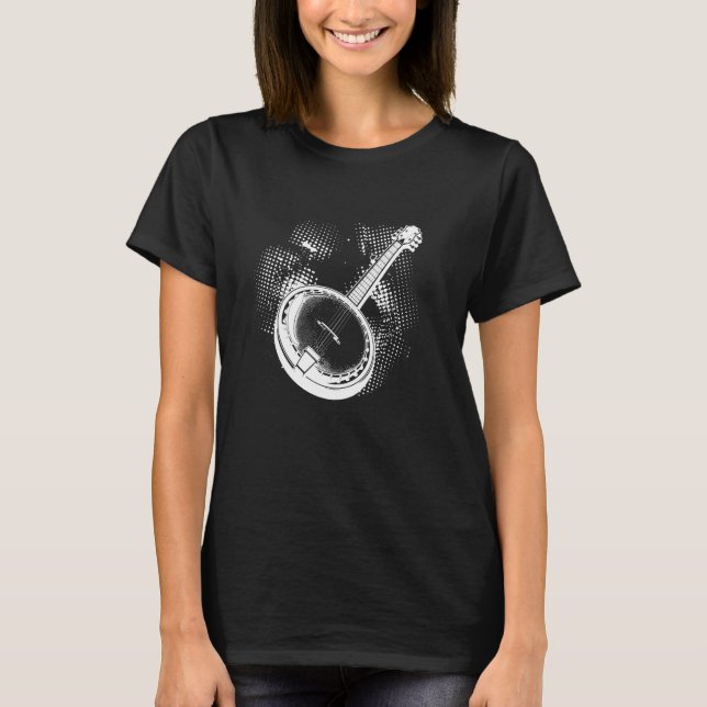 Camiseta Instrumento de Corda com Esboço de Banjo (Frente)