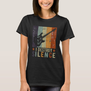 Camiseta Instrumento de guitarra Eu Destruo Silêncio Branco