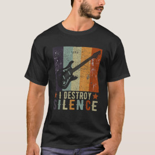 Camiseta Instrumento de guitarra Eu Destruo Silêncio Branco