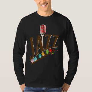 Camiseta instrumento de música jazz microfone pássaros cant