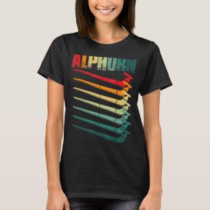 Camiseta Instrumento de música retrô em alfabeto nos Alpes