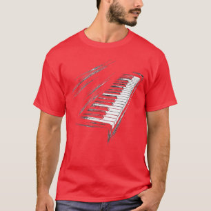 Camiseta Instrumento de Música Teclado Motivo Arte Amigos d
