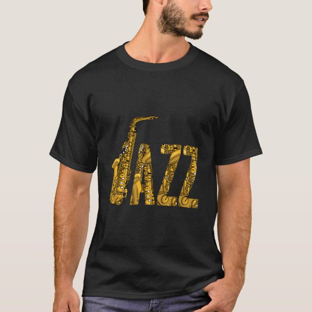 Camiseta Instrumento De Nota Musical Saxofone Jazz Para Sax (Frente)