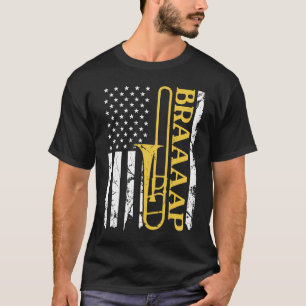 Camiseta Instrumento de Trombone Bandeira Americana Braap P