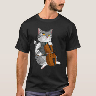 Camiseta Instrumento musical Cat Playing Cello Violin