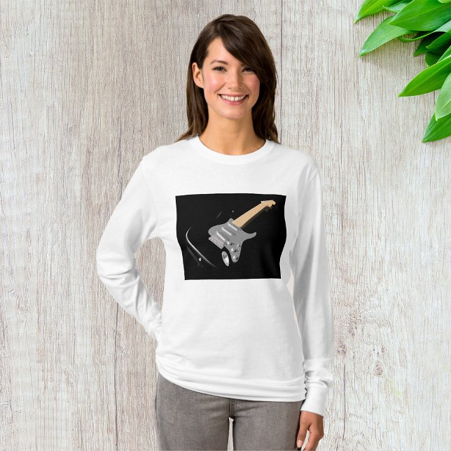 Camiseta Instrumento Musical de Violão Elétrico Preto em Gr (Criador carregado)