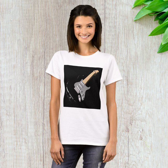 Camiseta Instrumento Musical de Violão Elétrico Preto em Gr (Criador carregado)