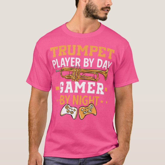 Camiseta Instrumento Musical do Jogador de Trompeter Jogado (Frente)