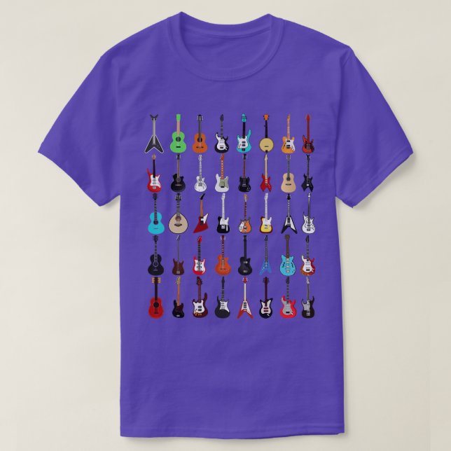 Camiseta Instrumento Musical do Violão (Rock N Roll Tee) (Frente do Design)