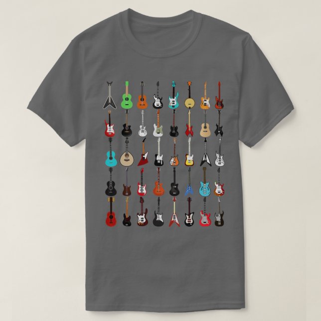 Camiseta Instrumento Musical do Violão (Rock N Roll Tee) (Frente do Design)