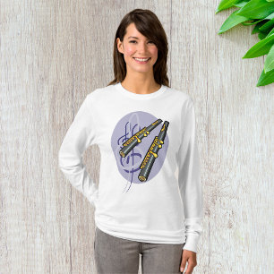 Camiseta Instrumento Musical Elegante Flute Duet