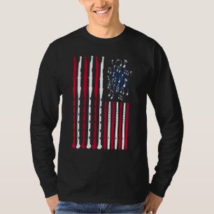 Camiseta Instrumento Musical Flutes American Flag Flute