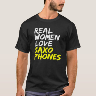 Camiseta Instrumento Musical Mulheres Adoram Saxofones Saxo