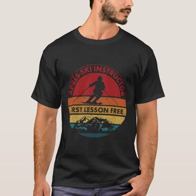 Camiseta Instrutor de Esqui Skiviar Skier Apres Primeiro Le (Frente)