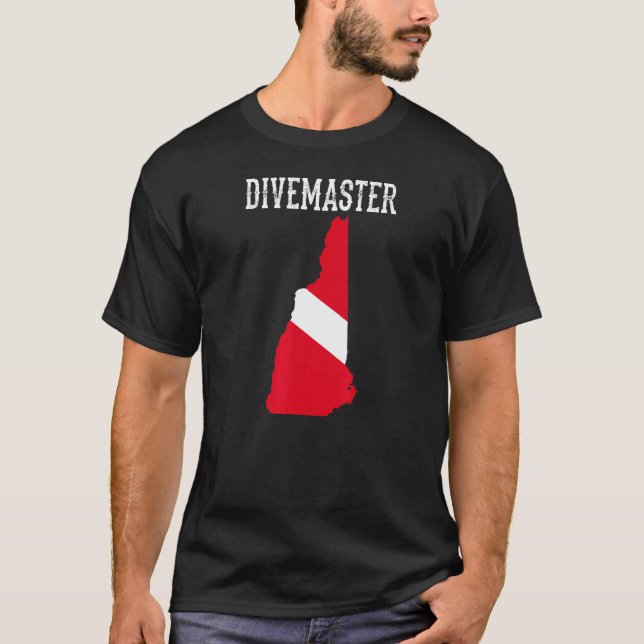 Camiseta Instrutor de mergulho Divemaster de New Hampshire  (Frente)