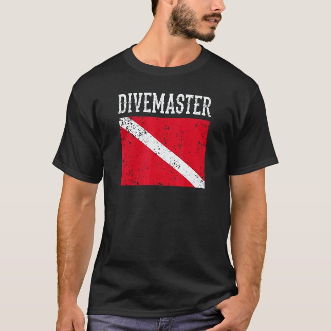Camiseta Instrutor de mergulho Divemaster Estilo de bandeir (Frente)