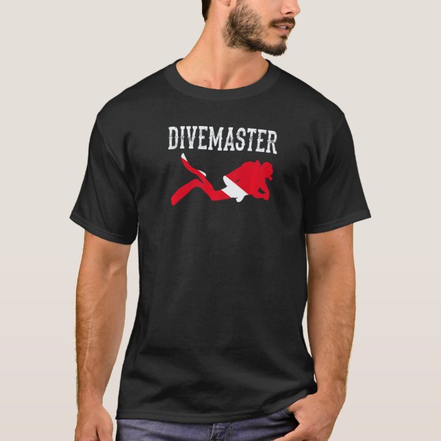 Camiseta Instrutor de mergulho Divemaster estilo de bandeir (Frente)